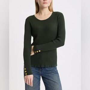 Express Ribbed Shine Button cuff crew neck sweater